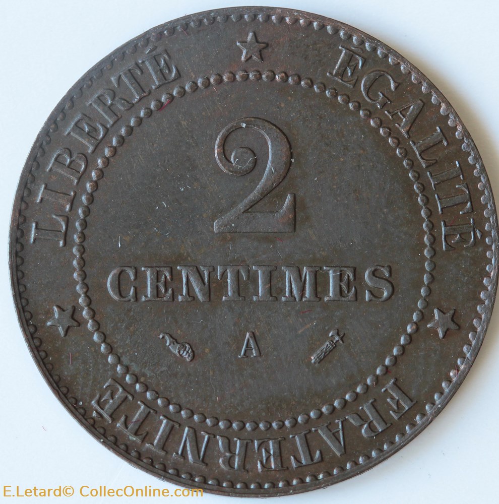 Deux Centimes Cérès monnaies monde france deux centimes ceres