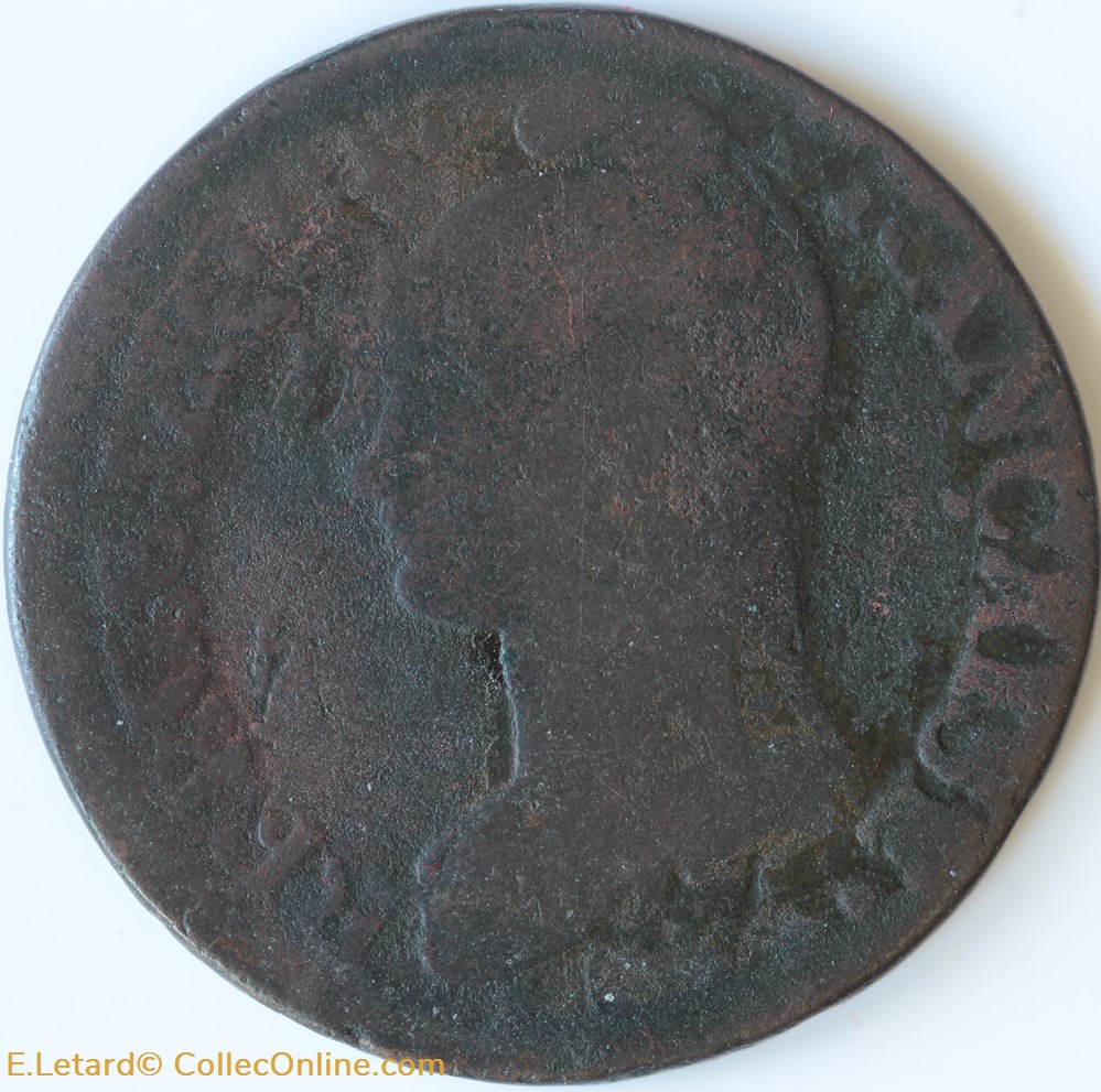 Cinq Centimes - Surfrappe du décime - An 5 A monnaies monde france cinq centimes surfrappe du decime an 5 a