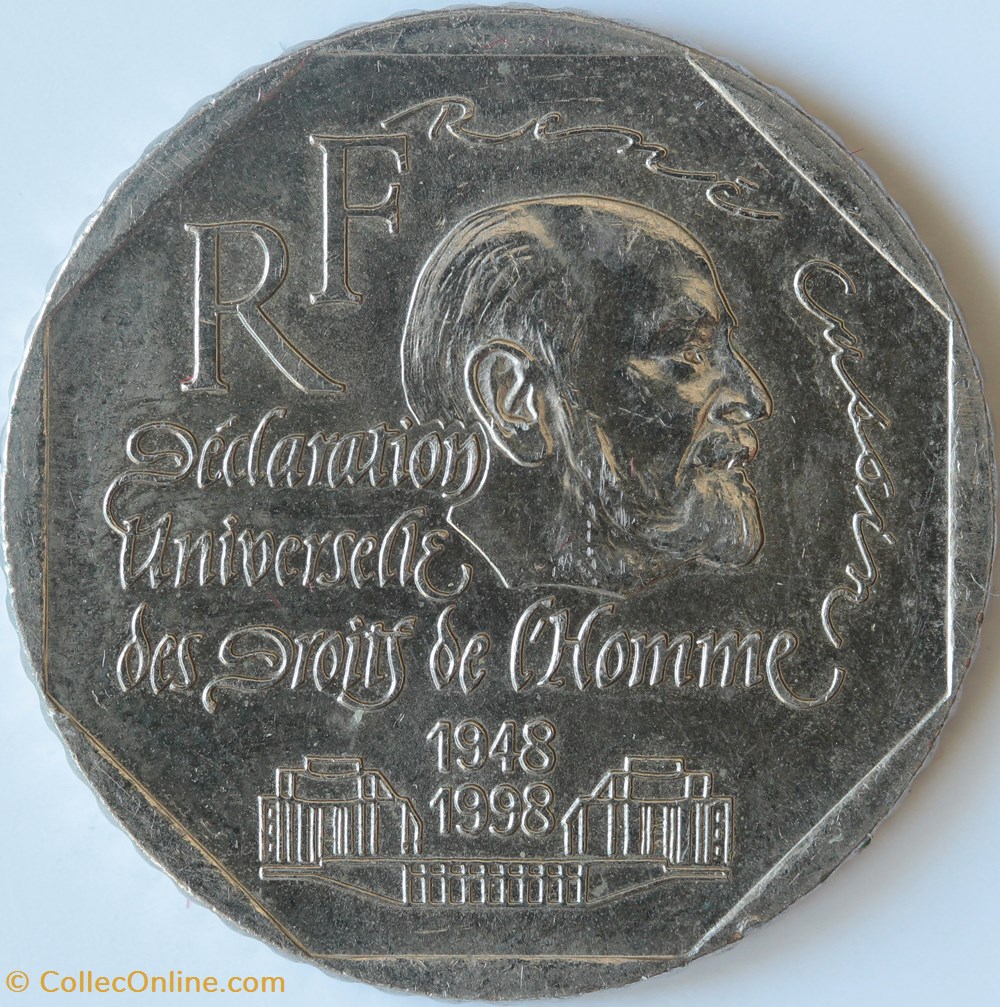 Deux Francs René Cassin monnaies monde france deux francs rene cassin