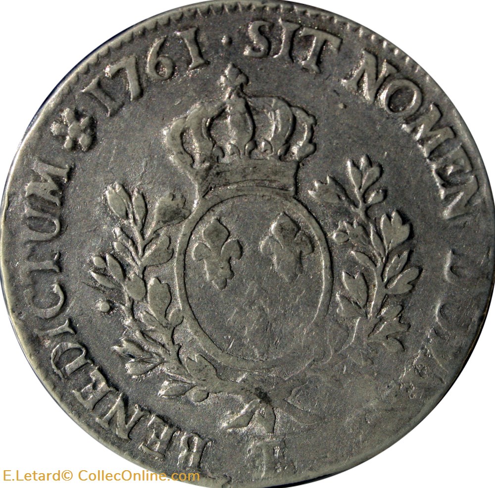 Ecu au bandeau 1761 L monnaies europe medievale france royales ecu au bandeau 1761 l