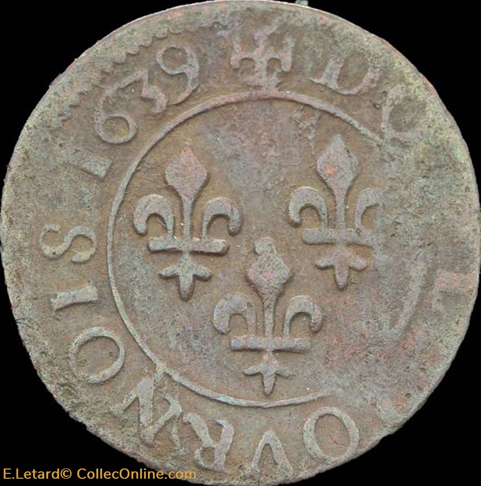 monnaies europe medievale a france royales louis xiii double tournois de tours type 19 1639 cgkl 476