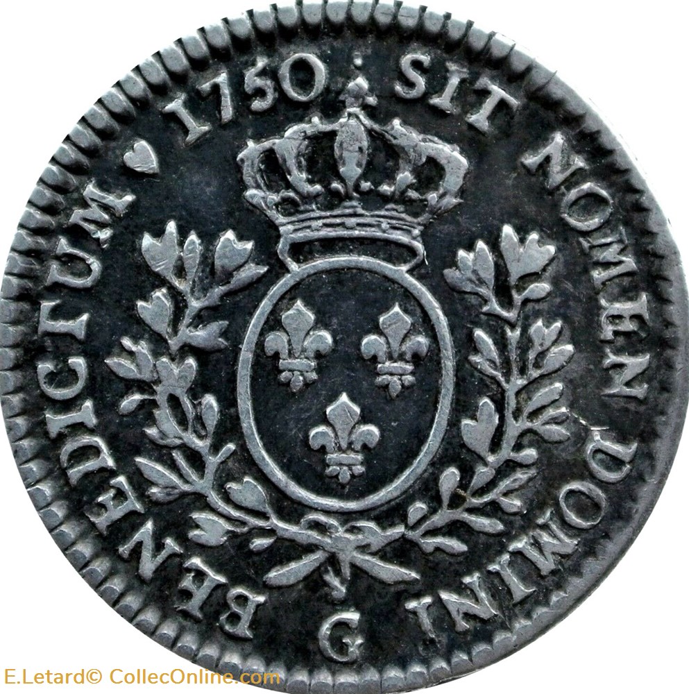 monnaies europe medievale france royales dixieme ecu au bandeau 1750 g