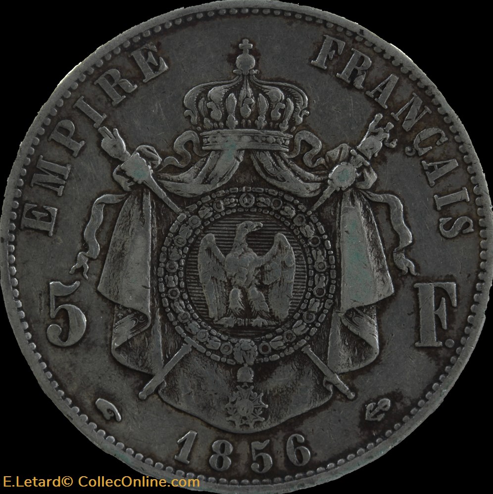 Napoléon III - 5 Francs Tête nue - 1856 A monnaies monde france napoleon iii 5 francs tete nue 1856 a