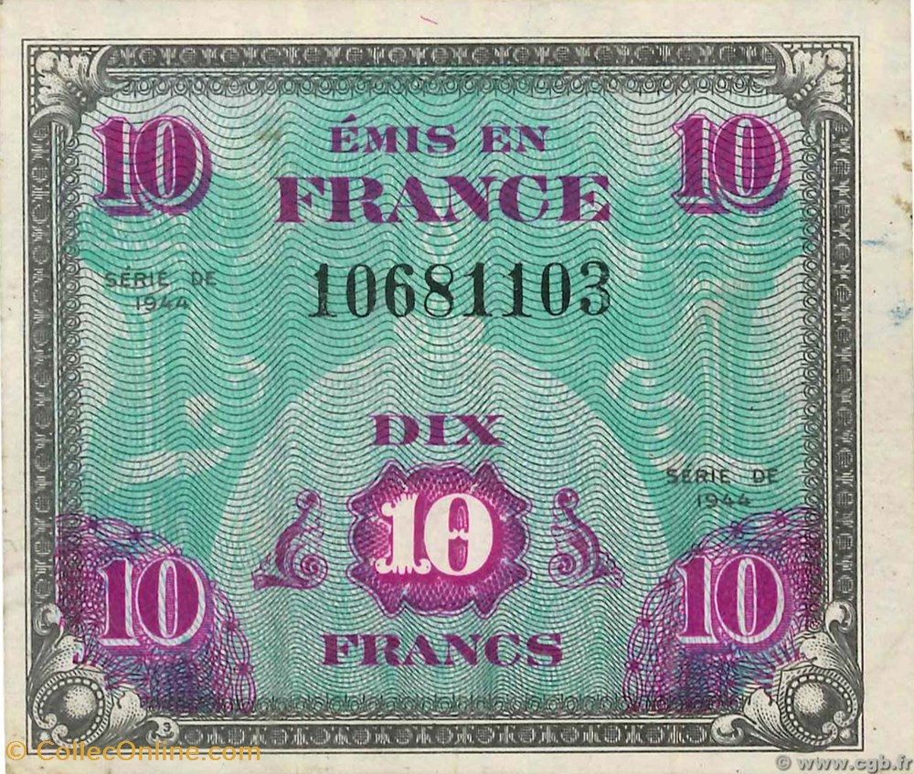 10 Francs Drapeau billets 10 francs drapeau