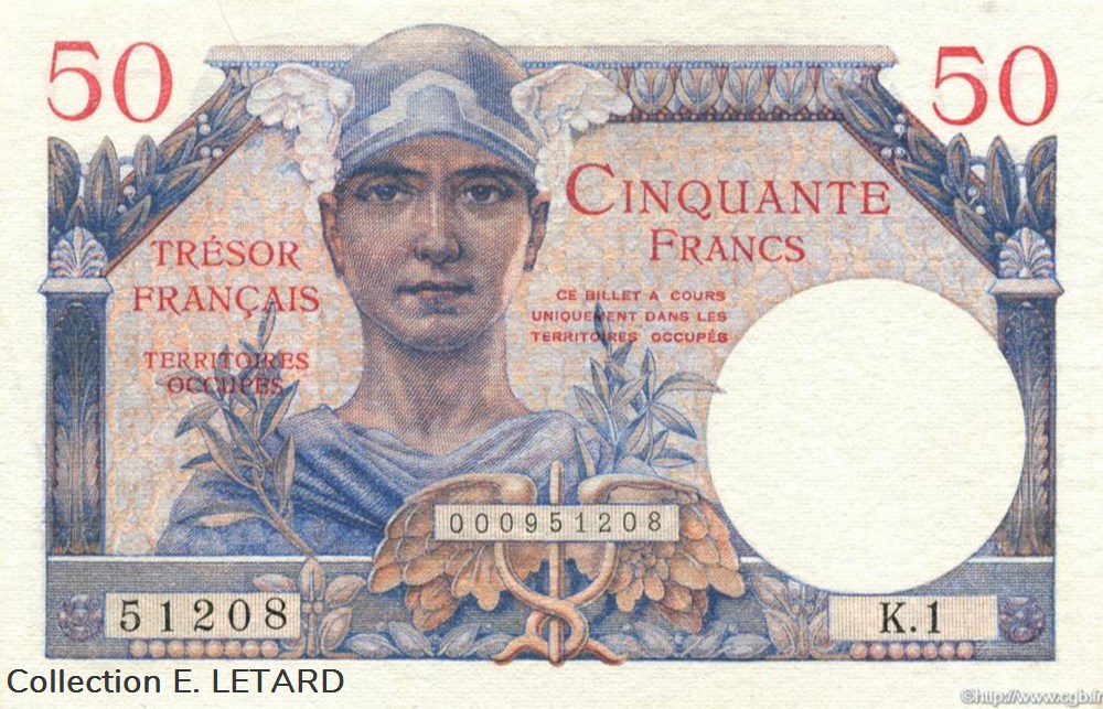 50 Francs Trésor Francais billets 50 francs tresor francais