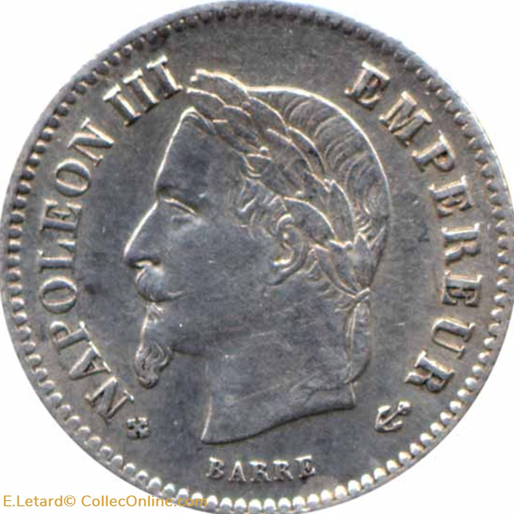 Napoléon III - 20 Centimes Tête laurée grand module - 1868 BB monnaies monde france napoleon iii 20 centimes tete lauree grand module 1868 bb