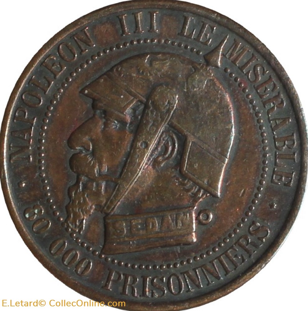 Napoléon III - Satyrique de Sedan, module de 5 Centimes - 1870 monnaies monde france napoleon iii satyrique de sedan module de 5 centimes 1870