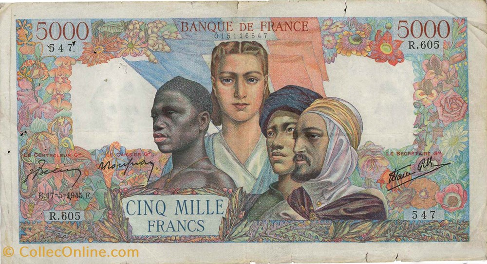 5000 Francs Empire Francais billets 5000 francs empire francais