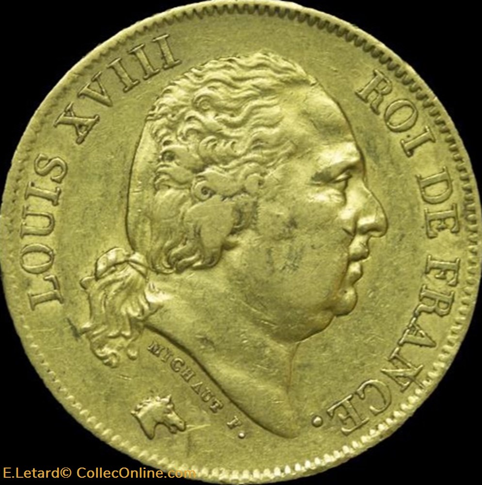 Louis XVIII - 40 Francs - 1818 W monnaies monde france louis xviii 40 francs 1818 w
