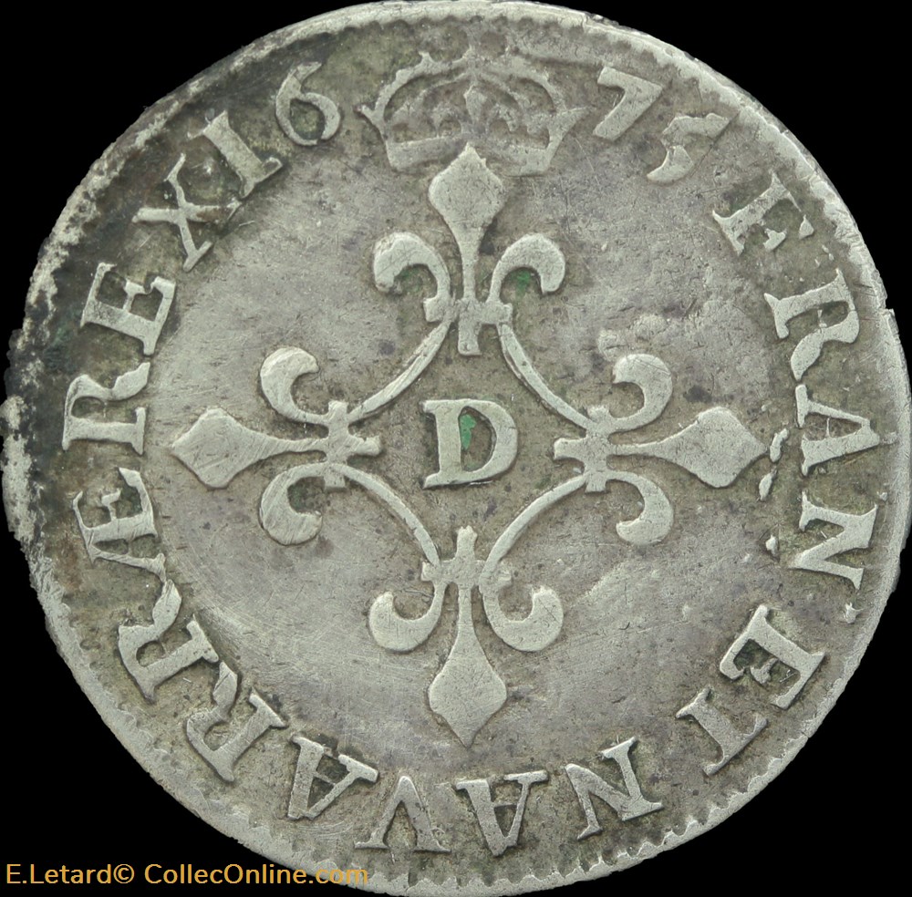 Quatre Sols des traitants 1675 D monnaies europe medievale france royales quatre sols des traitants 1675 d