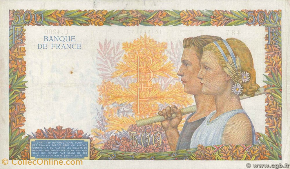 billets 500 francs la paix