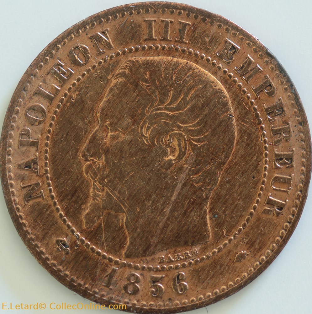 monnaies monde france deux centimes tete nue 1856 ma