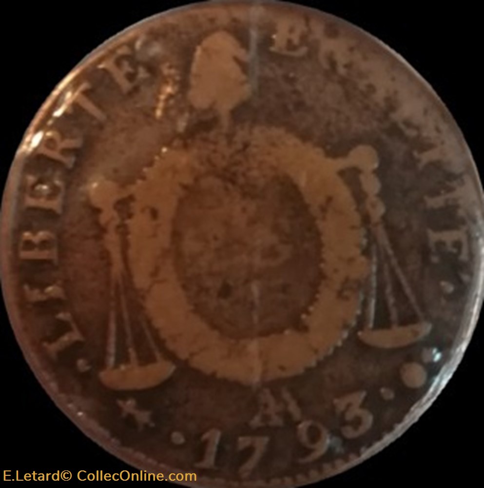 monnaies monde france 2 sols aux balances 1793 metz