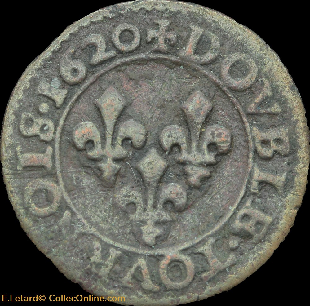 monnaies europe medievale a france royales louis xiii double tournois de poitiers type 2 1620 cgkl 412