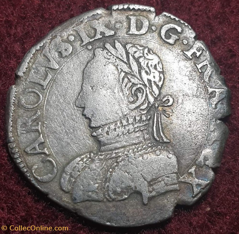 Charles IX - Demi-teston 1575 G Poitiers monnaies europe medievale france royales charles ix demi teston 1575 g poitiers