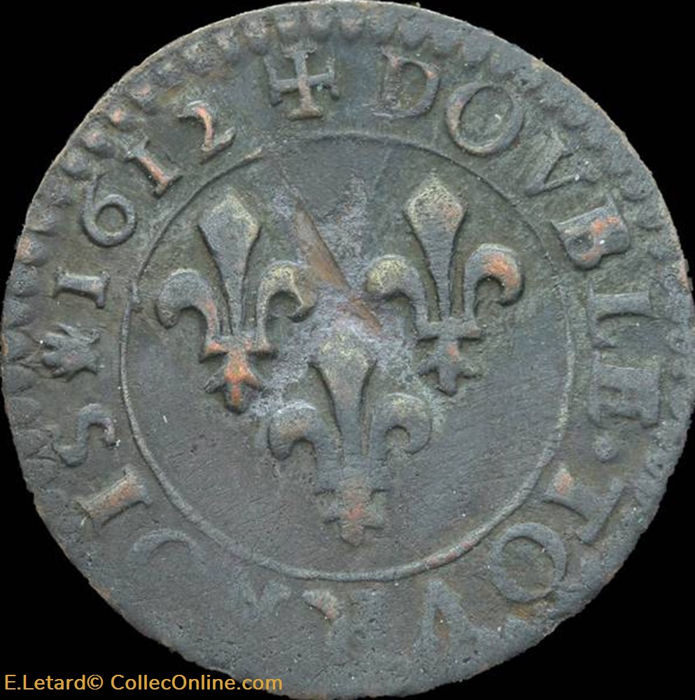 Louis XIII - Double Tournois de Toulouse 1612 - CGKL.436 monnaies europe medievale a france royales louis xiii double tournois de toulouse 1612 cgkl 436