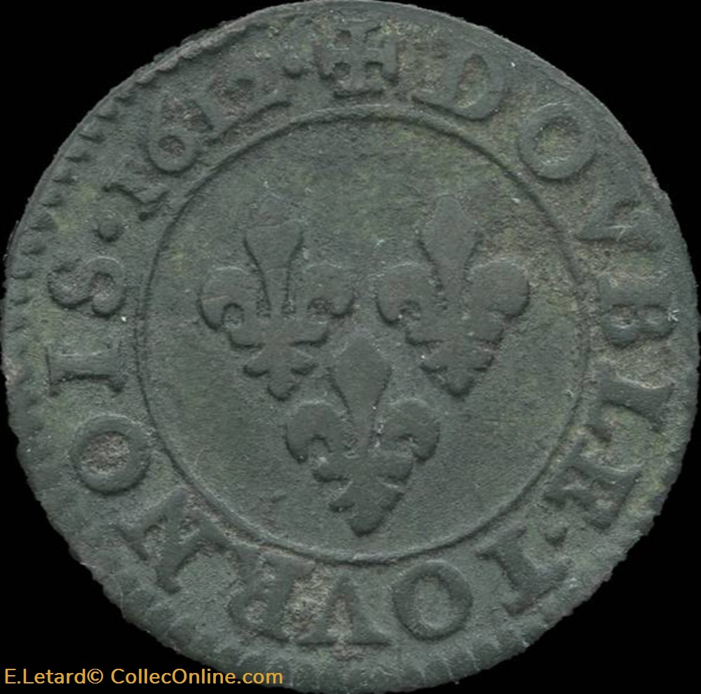 monnaies europe medievale france royales louis xiii double tournois de paris type 1 1612 cgkl 386