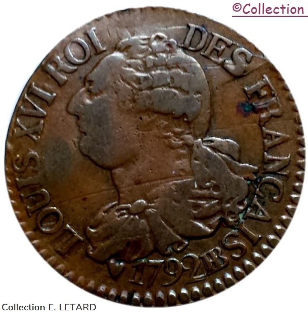 Constitution - 3 Deniers Français 1792 Strasbourg 2 monnaies monde france constitution 3 deniers francais 1792 strasbourg