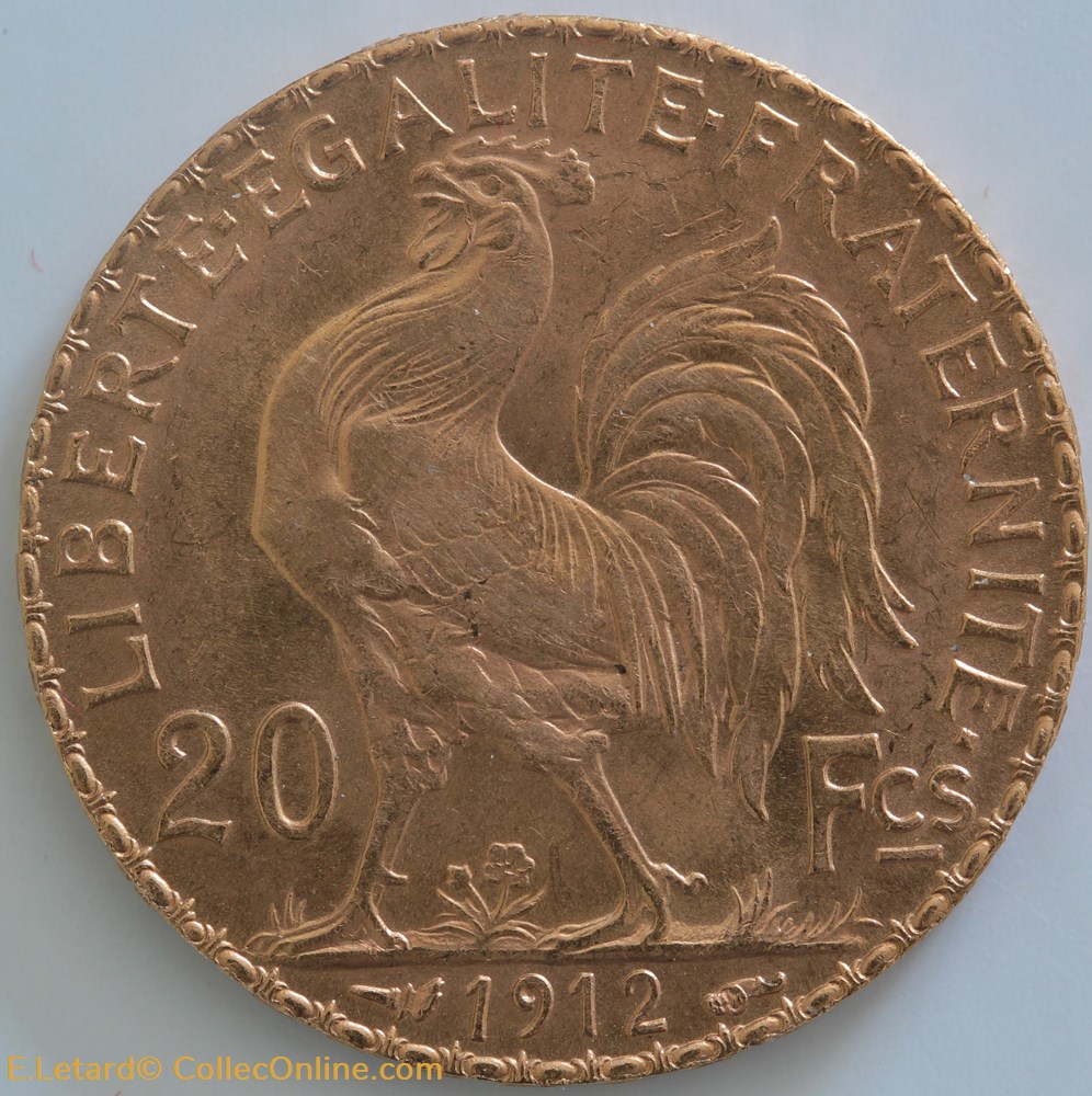 monnaies monde france vingt francs coq tranche liberte