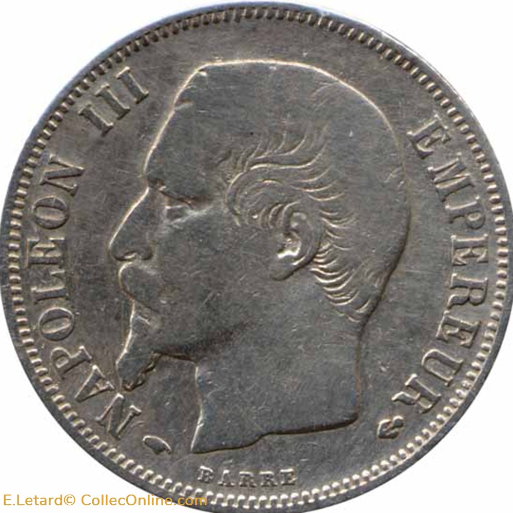 Napoléon III - 1 Franc Tête nue - 1853 A monnaies monde france napoleon iii 1 franc tete nue 1853 a
