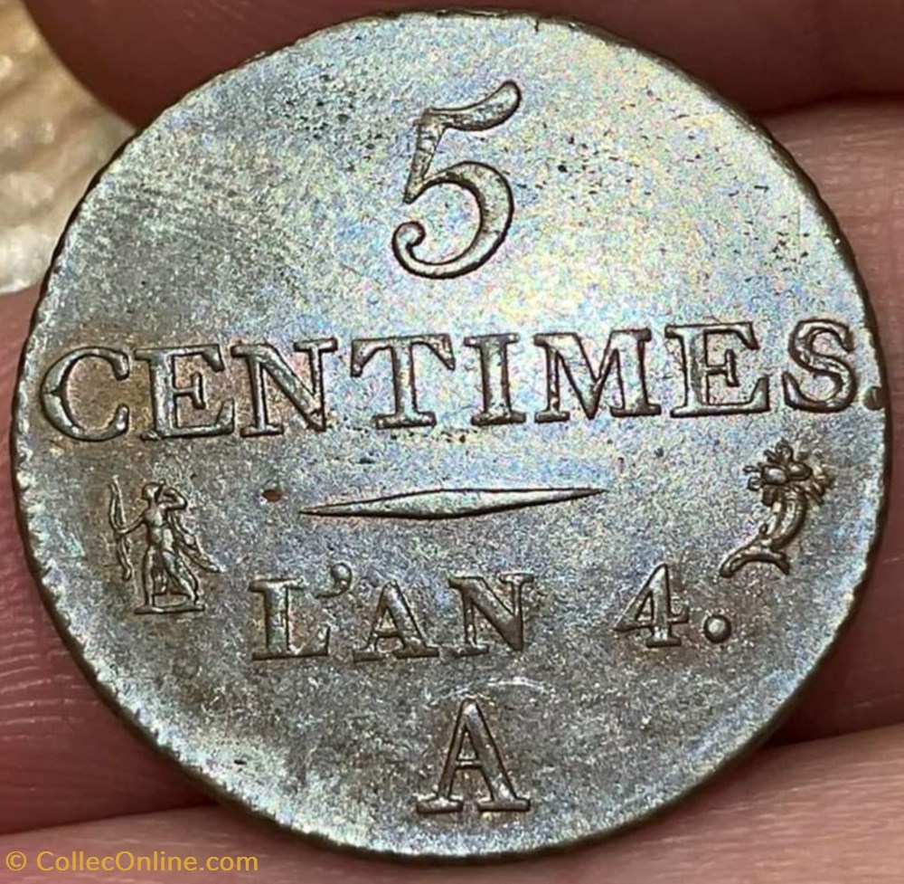 Cinq Centimes - Petit Module - An 4 A monnaies monde france cinq centimes petit module an 4 a