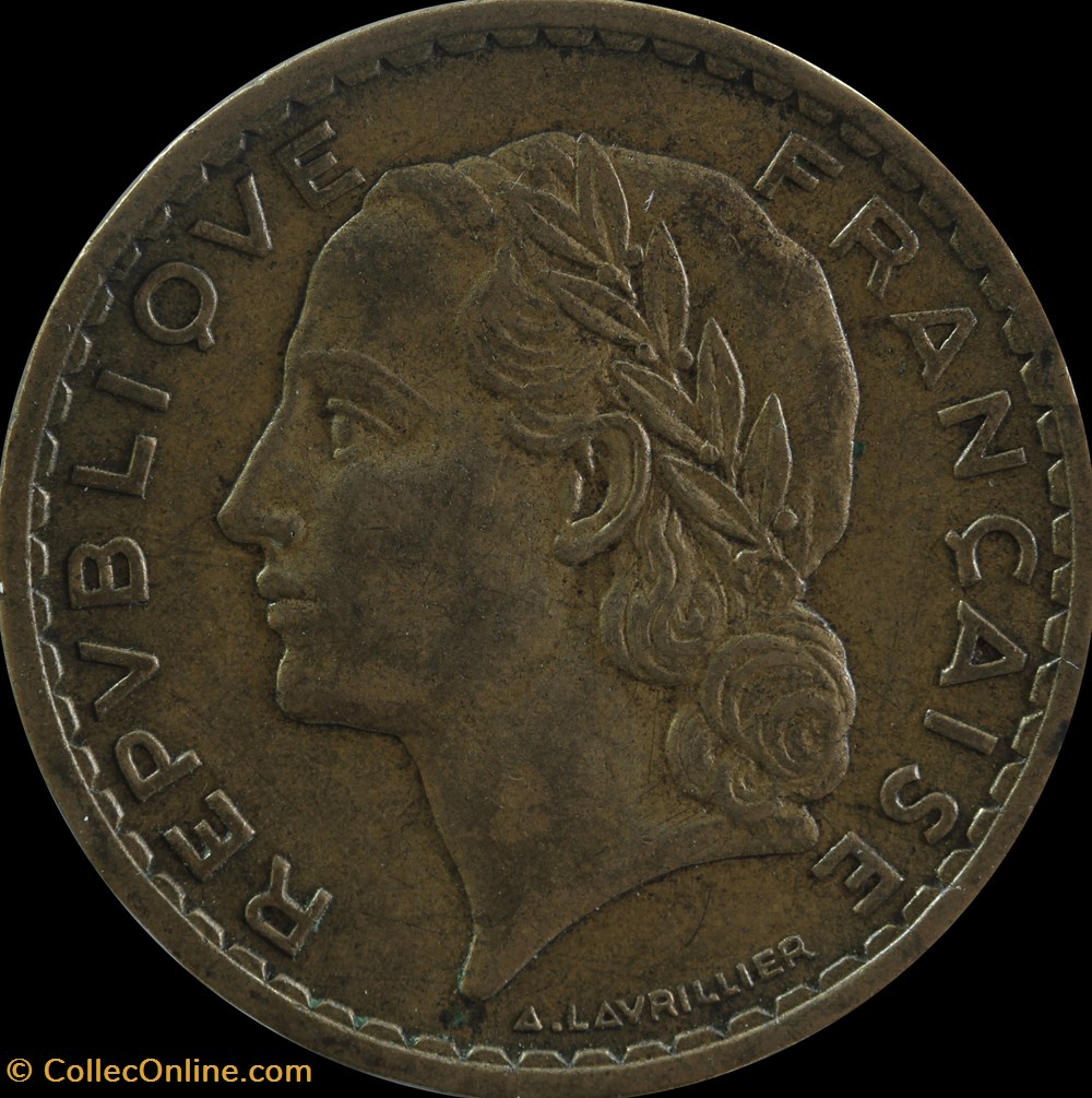 monnaies monde france cinq francs lavrillier bronze alu