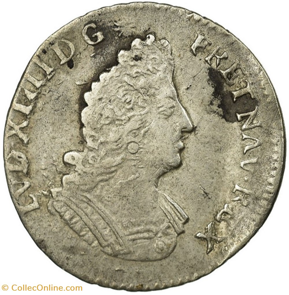 monnaies europe medievale france royales douxieme ecu aux palmes 1696 g