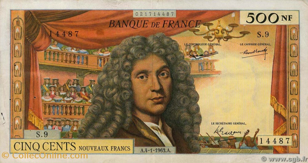500 Nouveaux Francs Molière billets 500 nouveaux francs moliere