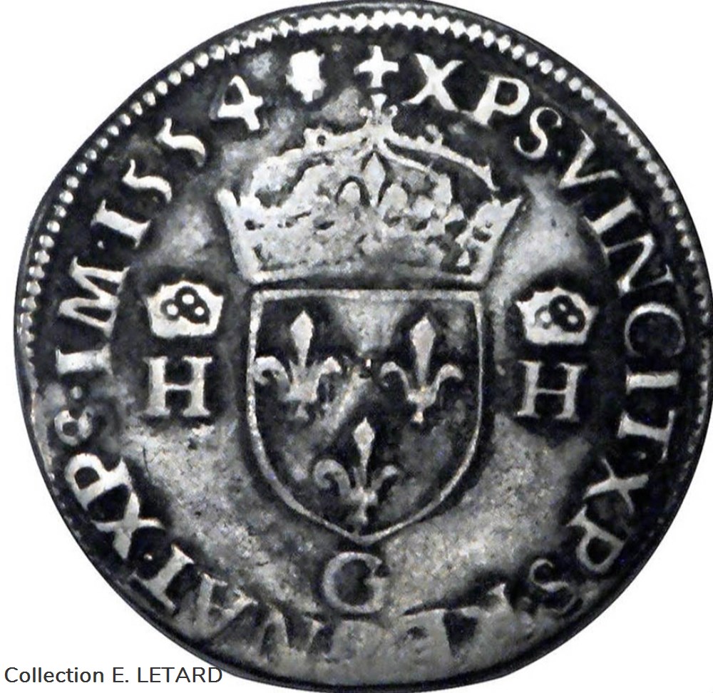 monnaies europe medievale a france royales teston 1554 g