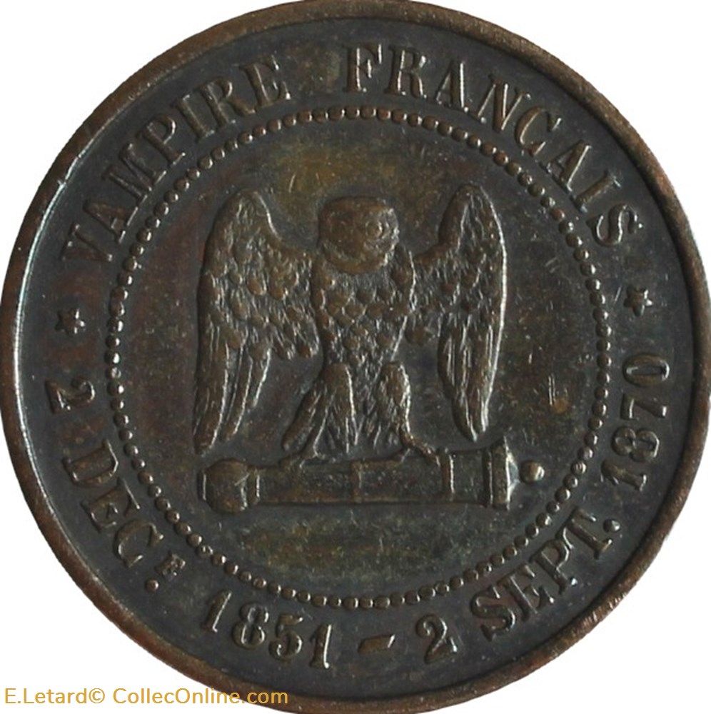 Napoléon III - Satyrique de Sedan, module de 5 Centimes - 1870 monnaies monde france napoleon iii satyrique de sedan module de 5 centimes 1870