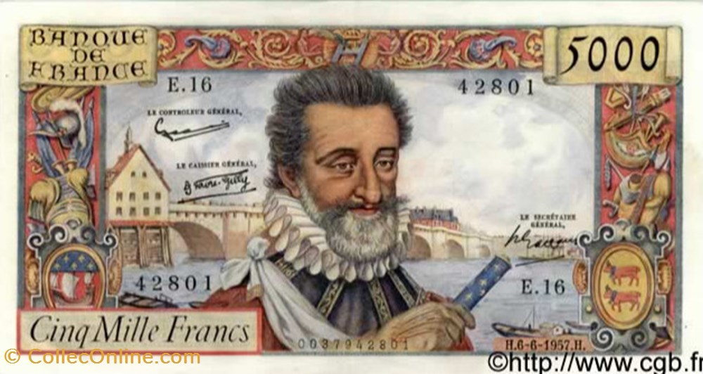 5000 Francs Henri IV billets 5000 francs henri iv