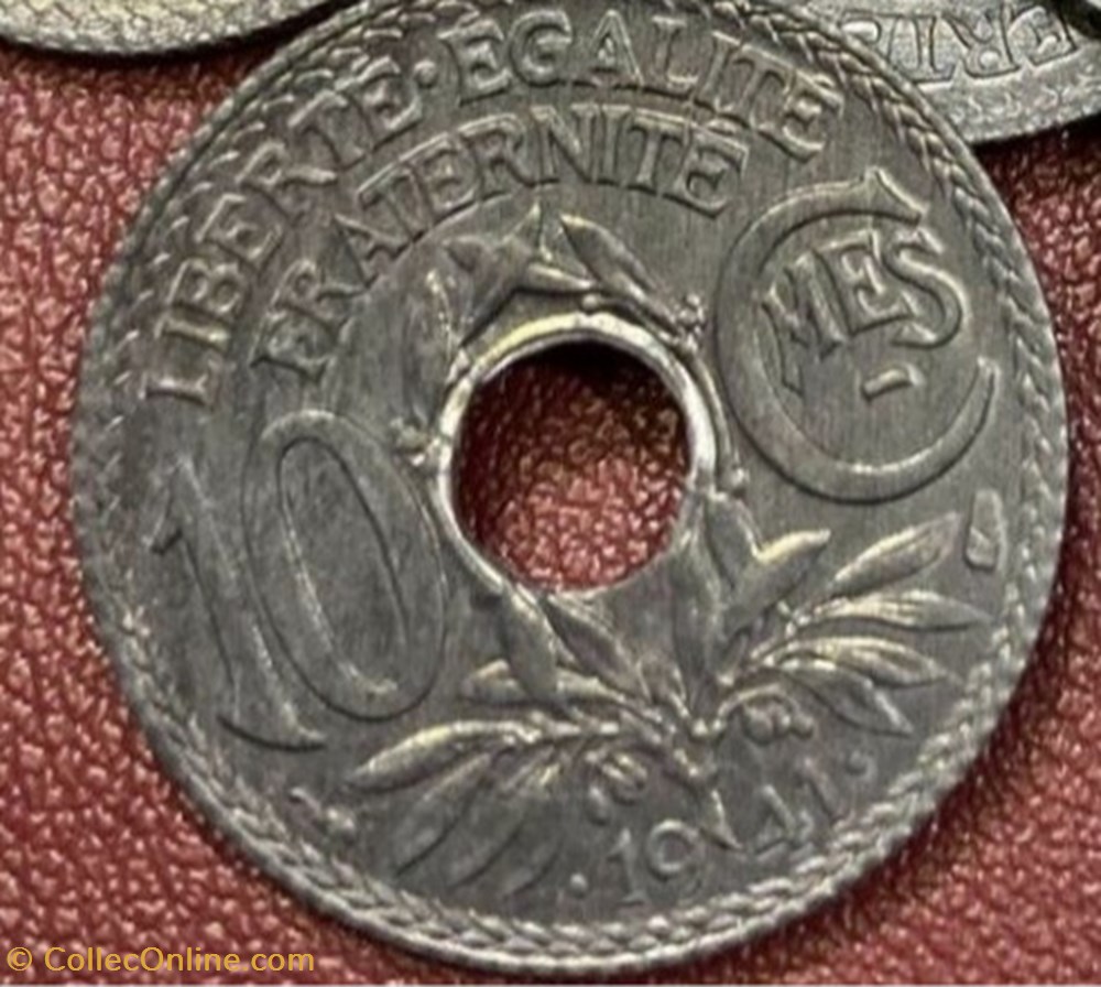 Dix Centimes Lindauer en Zinc, Cmes soulignés et points monnaies monde france dix centimes lindauer en zinc cmes soulignes et points