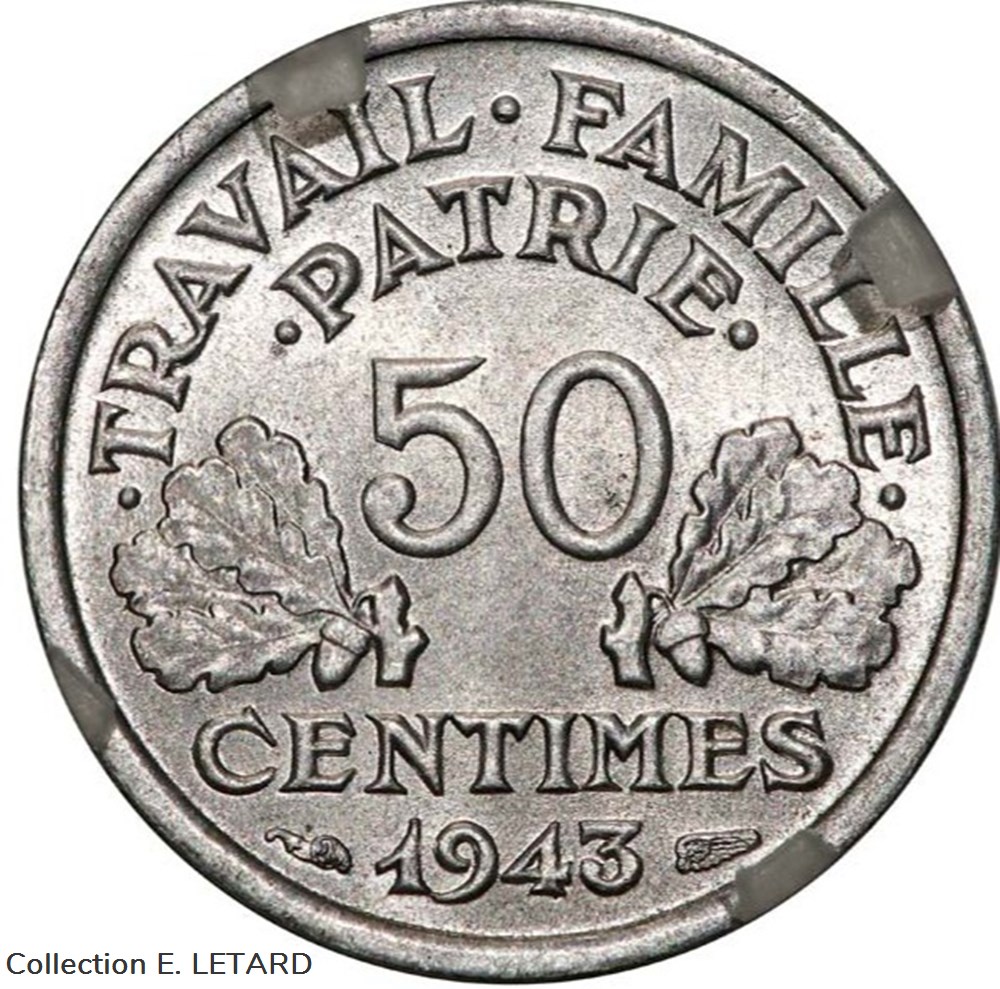 50 centimes Francisque - Type léger monnaies monde france 50 centimes francisque type leger