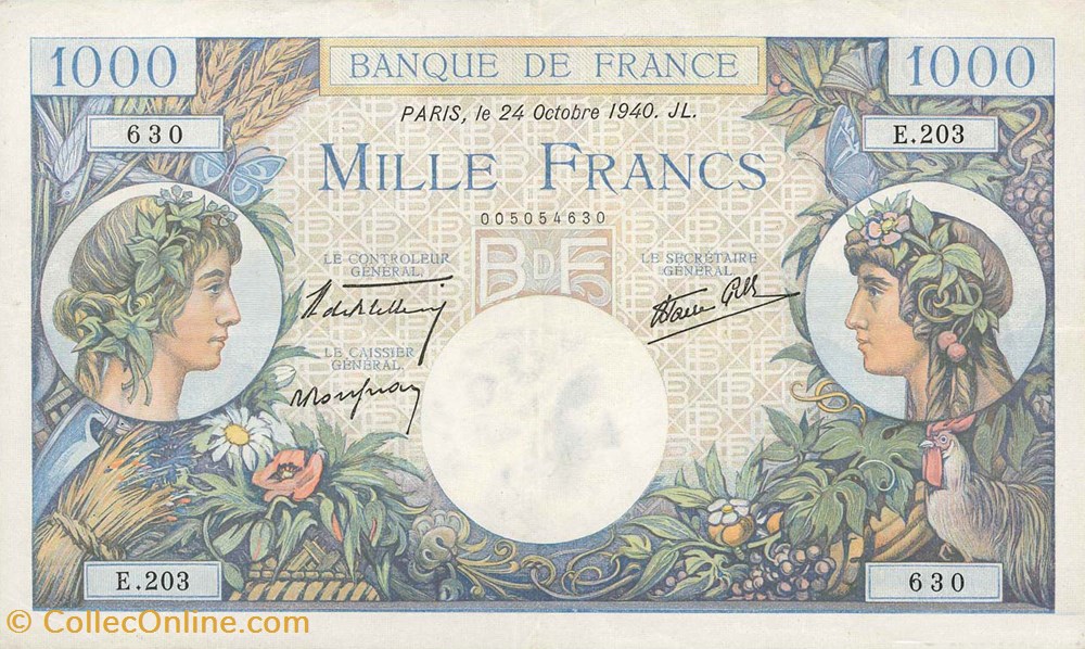 billets 1000 francs commerce et industrie