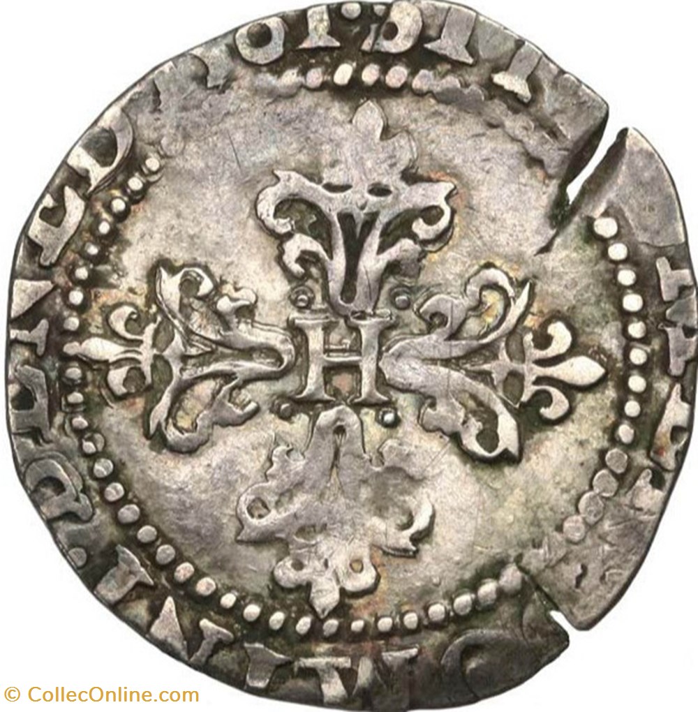 monnaies europe medievale france royales quart ecu au col gaufre 1581 g