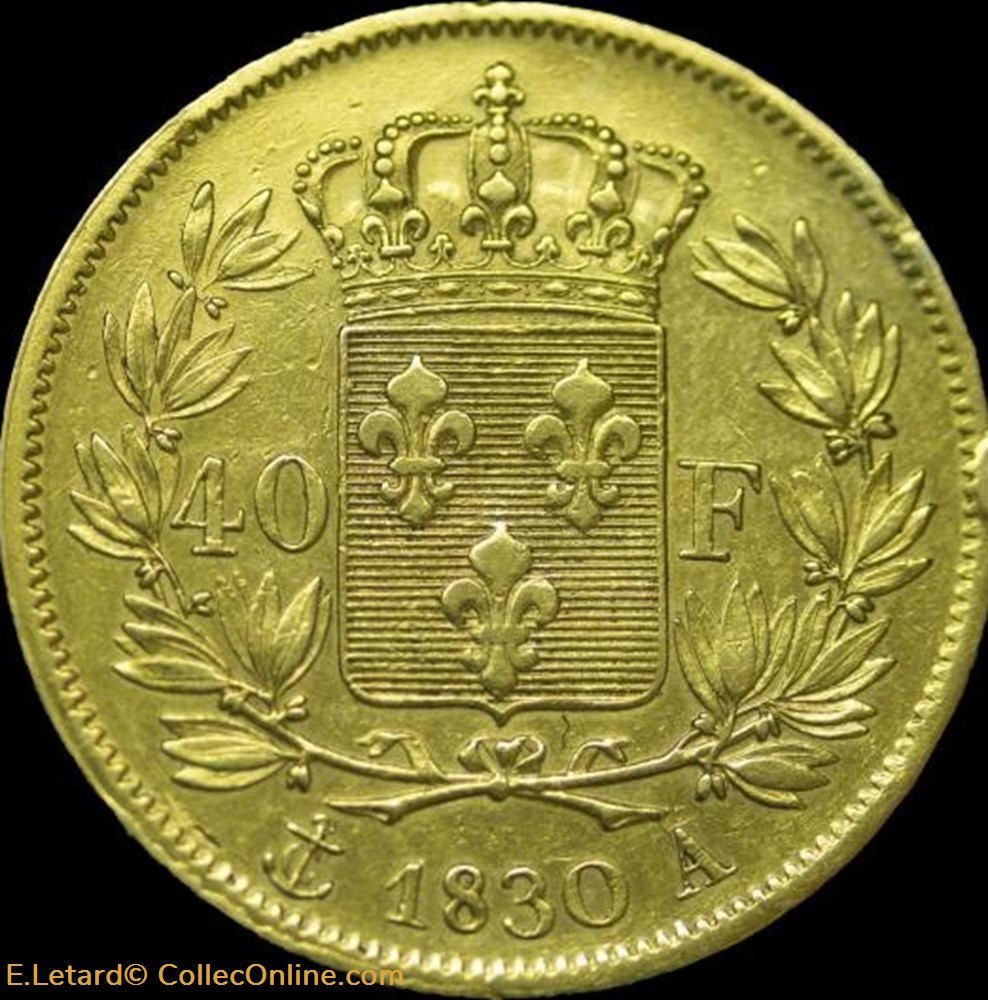 Charles X - 40 Francs Type 2 - 1830 A monnaies monde france charles x 40 francs type 2 1830 a