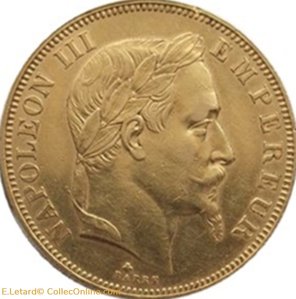 Napoléon III - 50 Francs Tête laurée - 1865 A monnaies monde france napoleon iii 50 francs tete lauree 1865 a
