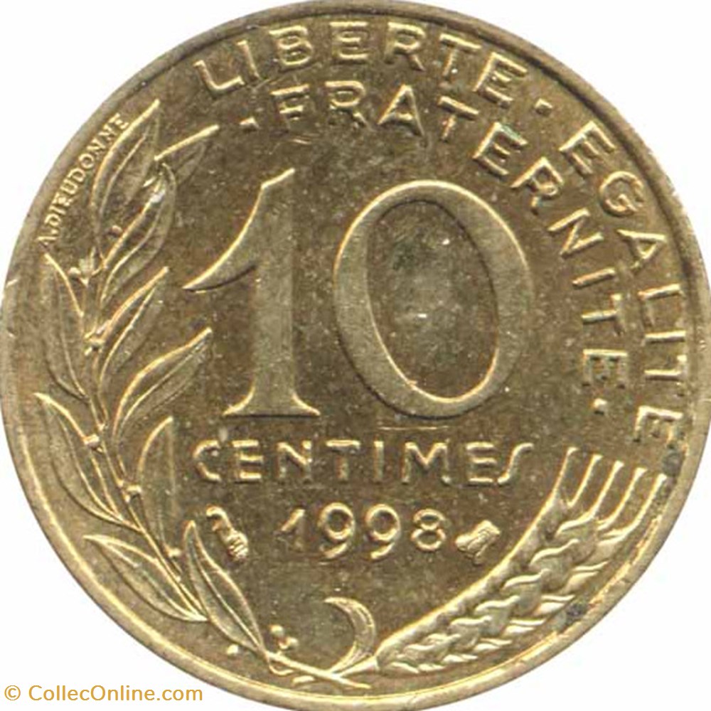 Dix Centimes Marianne Coins World France Cinquième République