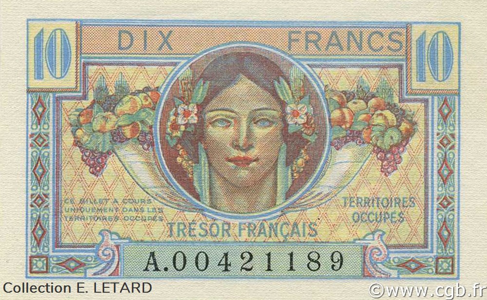 10 Francs Trésor Francais billets 10 francs tresor francais