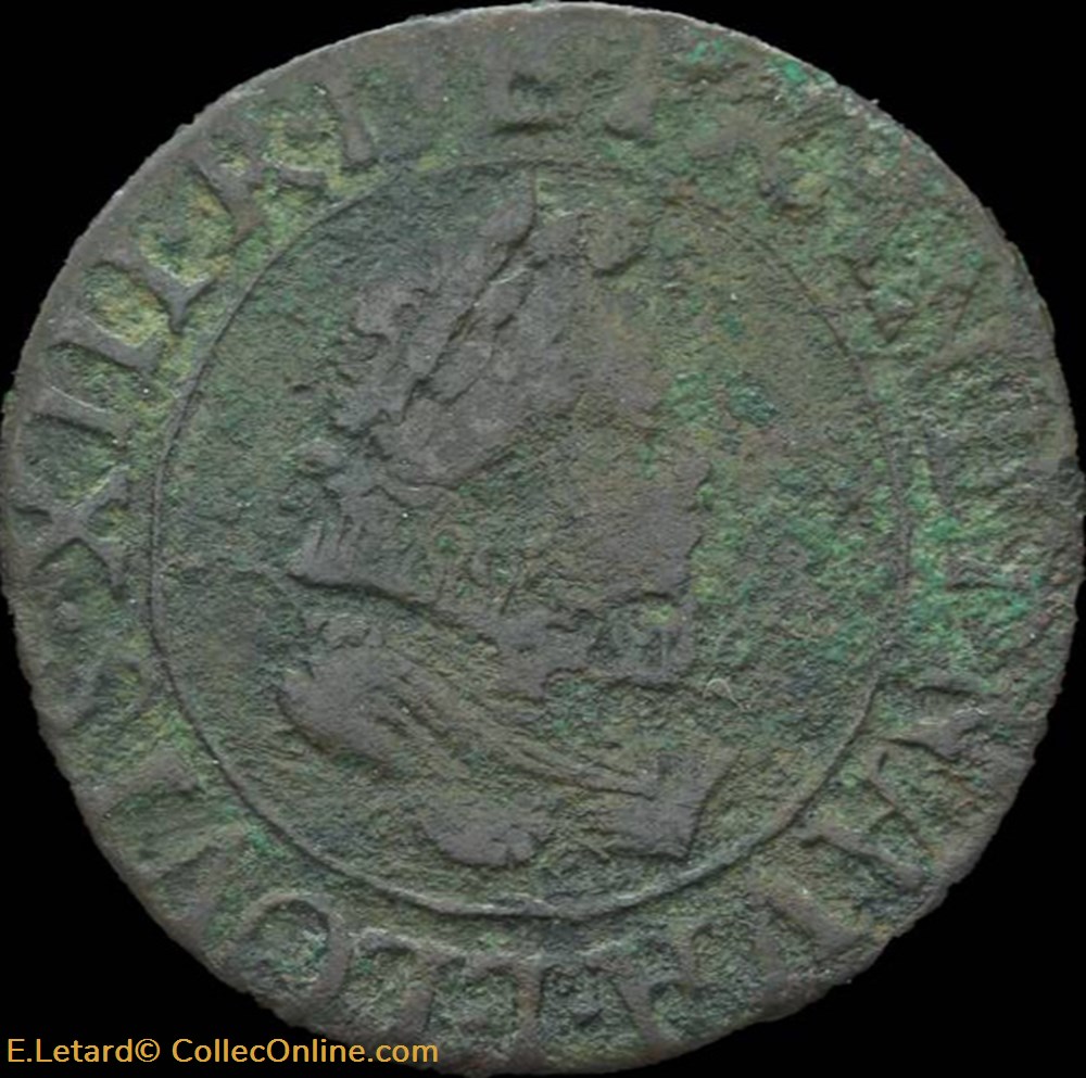 monnaies europe medievale france royales louis xiii double tournois de nantes type 2 1613 cgkl 378