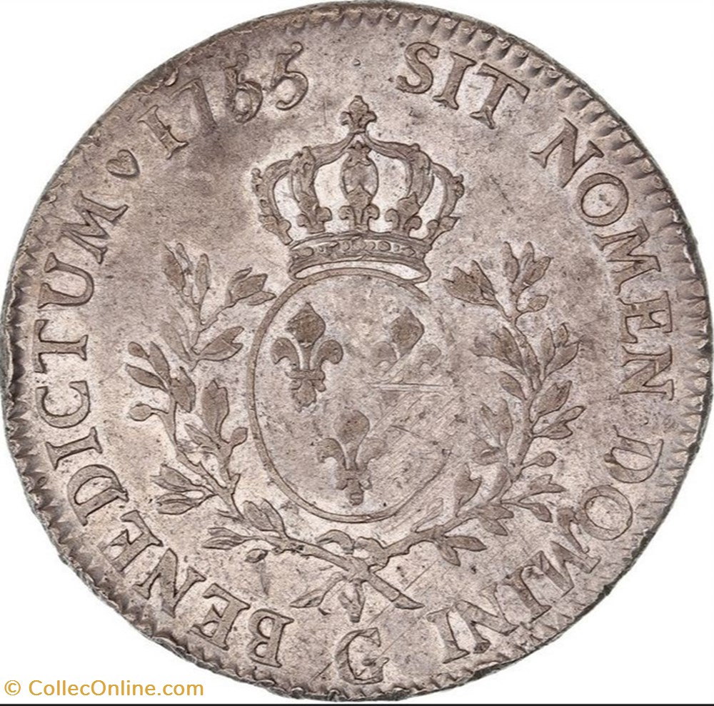 monnaies europe medievale france royales ecu au bandeau 1755 g