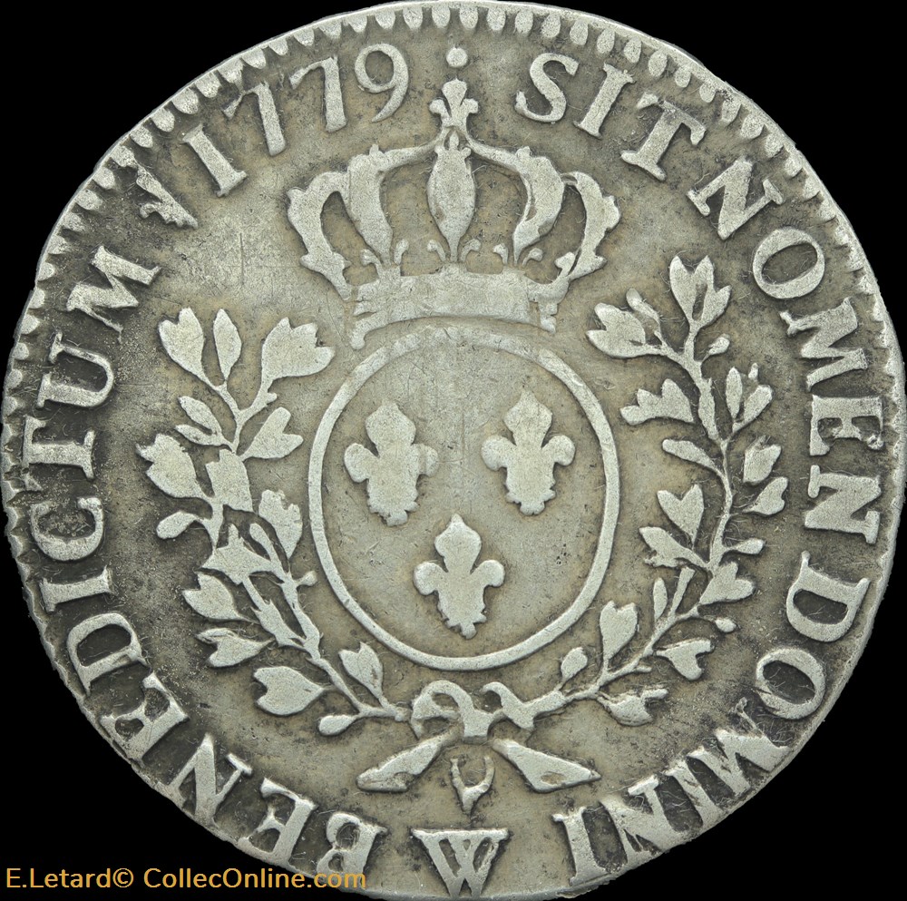 monnaies europe medievale france royales demi ecu aux lauriers 1779 w