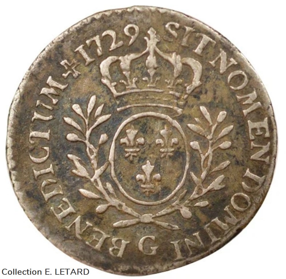 monnaies europe medievale france royales vingtieme ecu aux branches olivier 1729 g