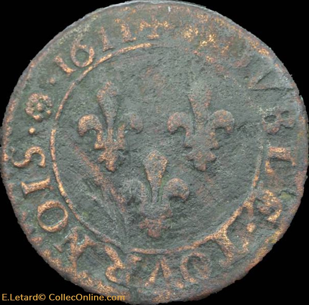 monnaies europe medievale france royales louis xiii double tournois de nantes type 1 1611 cgkl 376