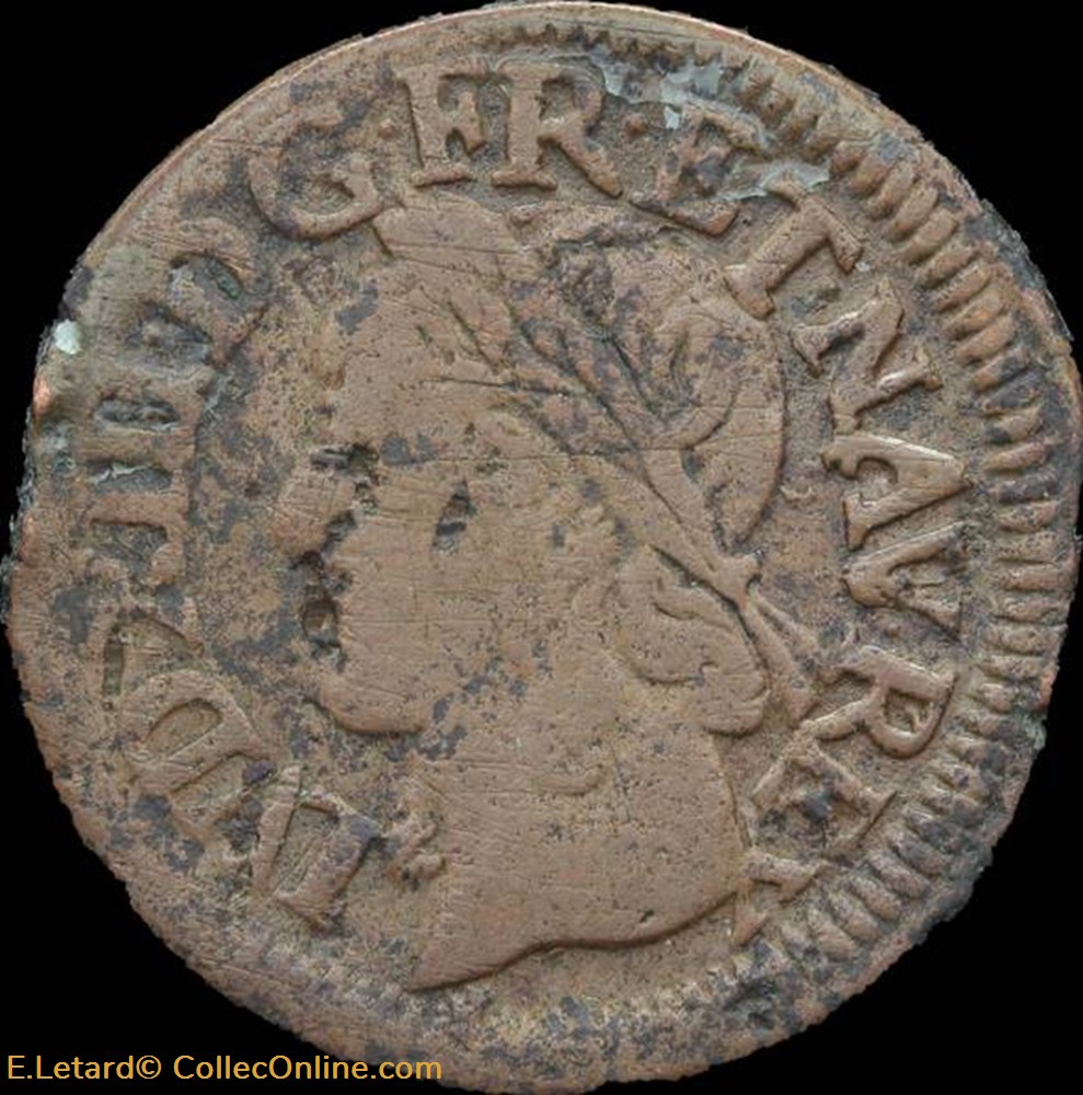 Louis XIII - Double Tournois de La Rochelle Type de Warin 1642 - CGKL.516 - Légende Latine monnaies europe medievale france royales louis xiii double tournois de la rochelle type de warin 1642 cgkl 516 legende latine