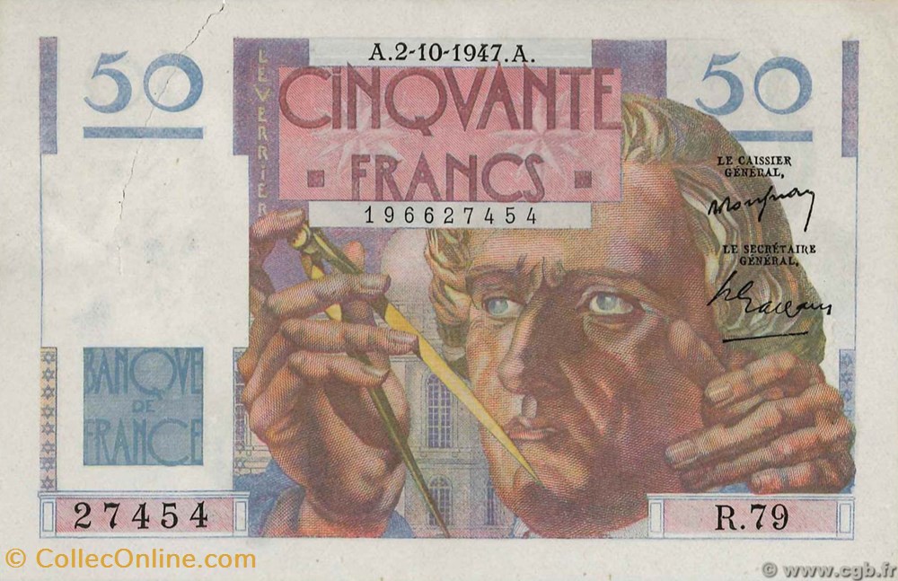 50 Francs Le Verrier billets 50 francs le verrier