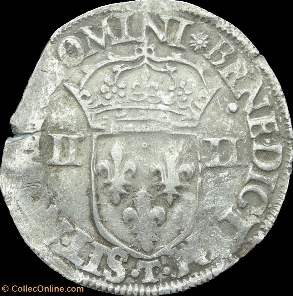 monnaies europe medievale france royales quart ecu a la croix de face 1582 t