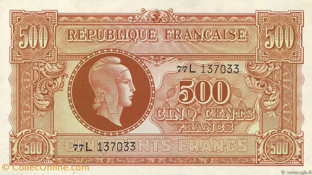 billets 500 francs marianne