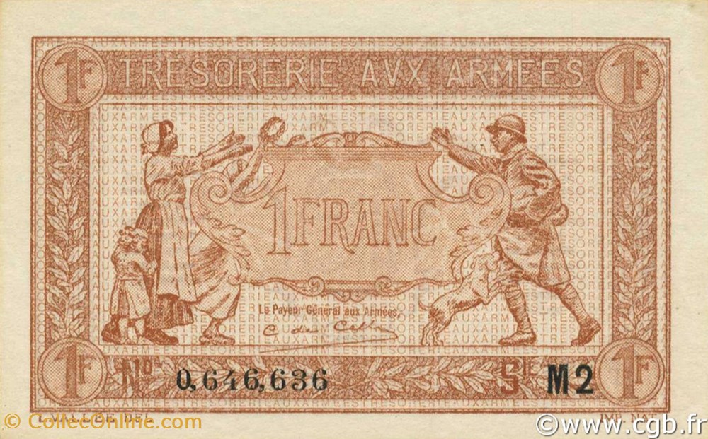 billets 1 franc tresorerie aux armees 1919