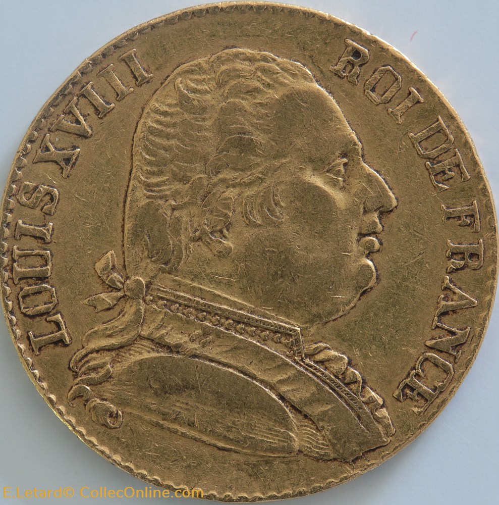 Louis XVIII - 20 Francs Cents Jours - 1815 R monnaies monde france louis xviii 20 francs cents jours 1815 r